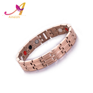 Los hombres más nuevos de <span class=keywords><strong>las</strong></span> mujeres negro y oro rosa plateado de acero inoxidable joyería de energía salud pulsera magnética - Product Image 5