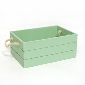 Paulownia peint petite boîte de <span class=keywords><strong>rangement</strong></span> de jouets en bois avec poignées de corde pour enfants jouet - Product Image 3