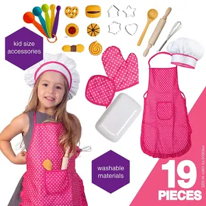 Kids cooking and baking set,19pcs kids chef set for role play