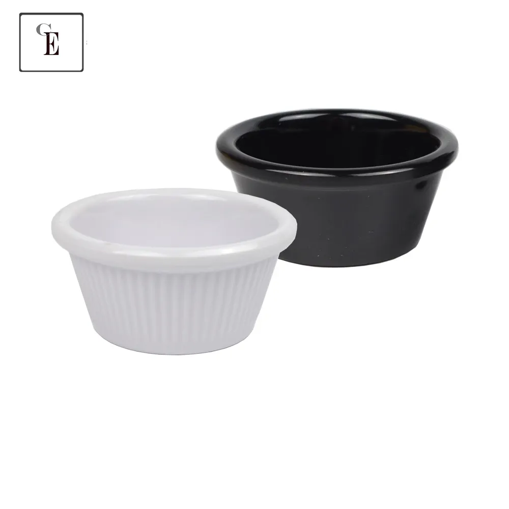 Bol ramekin en plastique blanc et noir, laque jetable sur mesure, blanc et noir, 50 pièces, 4oz