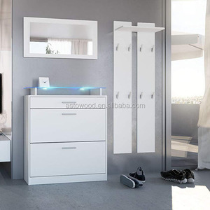 <span class=keywords><strong>Mueble</strong></span> de pasillo para el hogar, <span class=keywords><strong>mueble</strong></span> <span class=keywords><strong>zapatero</strong></span> de madera de melamina con espejo y <span class=keywords><strong>perchero</strong></span> - Product Image 3