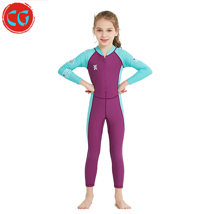 Модная детская гидрокостюм неопрена тела с длинным рукавом ребенка подводного плавания серфинга-ап. слитный женский купальник с защитой от солнца для водных видов спорта