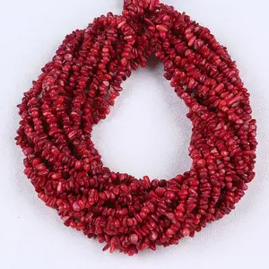 Pierres semi-précieuses naturelles, perles de corail rouge, 3-5mm, cordon, vente en gros