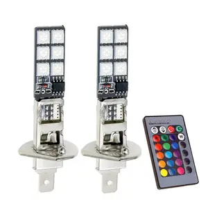 High Power H1 H3 Color Change RGB 12SMD 5050 Led Bulb DRL Fog Light 880 881