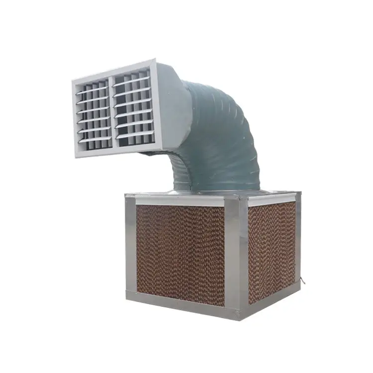 Roof or wall mounted industrial evaporative air cooler with cooling pad for factory greenhouse poultry farm ventilation