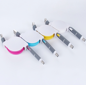 Vente flash Câble de données USB <span class=keywords><strong>flexible</strong></span> rétractable 2 en 1 3FT 2 en 1 Micro Type C pour Samsung Google - Product Image 3