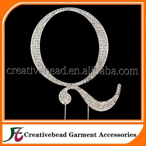Métal strass argent gâteau Toppers dans ne importe quelle Script lettre A B C D <span class=keywords><strong>E</strong></span> F G H J K L M N P R S T V W Z et gâteau topper - Product Image 3