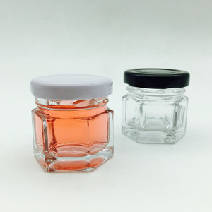 <span class=keywords><strong>Petit</strong></span> bocal hexagonal en verre avec couvercle doré, 30ml, 1oz - Product Image 3