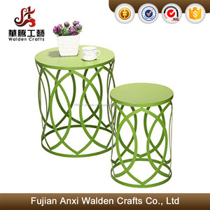Ensemble de <span class=keywords><strong>2</strong></span> vert fer tables gigognes tabourets verrouillage ovale motif intérieur supports pour plantes - Product Image 1