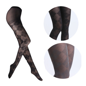 Design <strong>for</strong> Fat <strong>Tall</strong> <strong>Women</strong> Ladies Black Grey Elegant Diamond Shaped Breathable Anti-Bacterial Thin Spandex/Nylon Pantyhose <strong>Tights</strong> - Product Image 1
