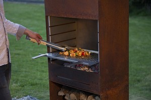 Barbecue au gaz, combinaison de charbon et de bois, gril gril avec équipement de cuisine à l'extérieur - Product Image 4
