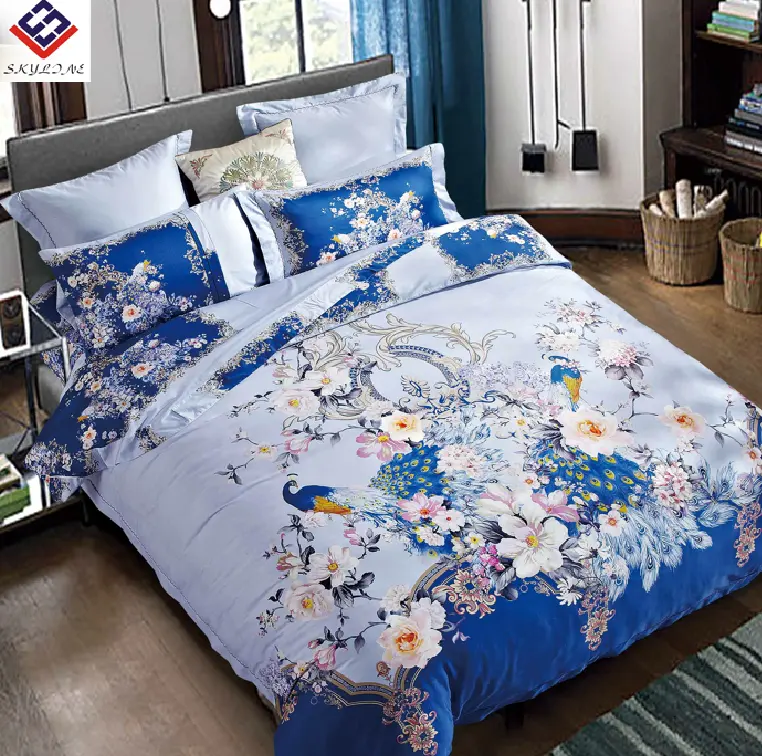 Exclusivo diseño bien impreso patrón 100% algodón egipcio funda nórdica sábana juego de cama de proveedor de China