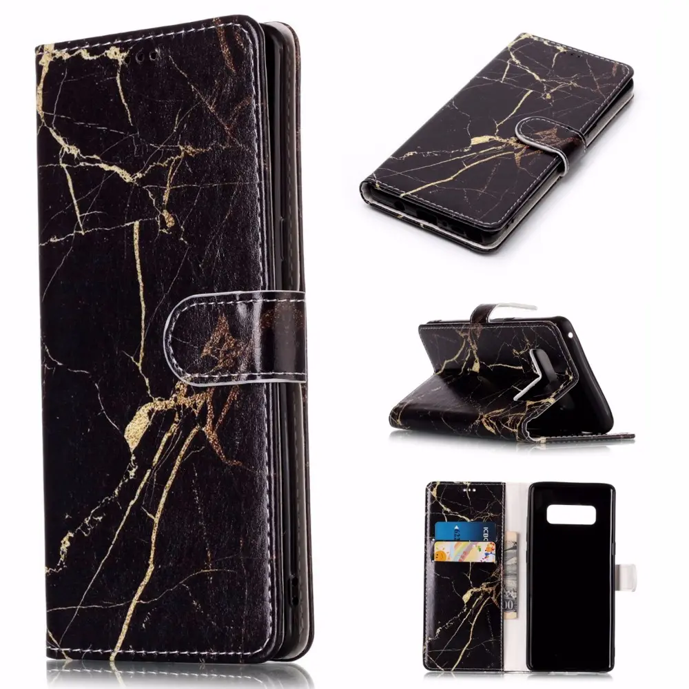 New Arrival For Samsung Note 8 Wallet Leather Case Luxury Pattern Colorful Painted Marble Flip Wallet Case
