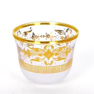 Royal Design Arabic Cawa Cup Golden Tea Cup Sets Crystal Tea Glass