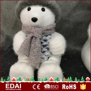 Wholesale white color polyfoam Sitting Bear doll wearing scarf and jacket decorative bear - Product Image 4