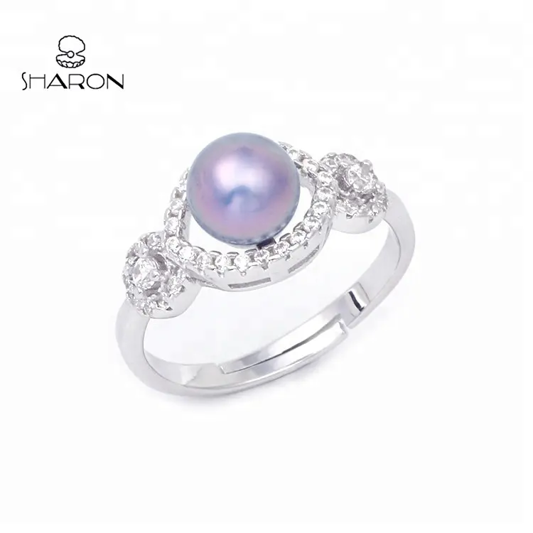 Classical Crystal Jewelry Pearl 925 Sterling Silver CZ Rings Mounting for Women