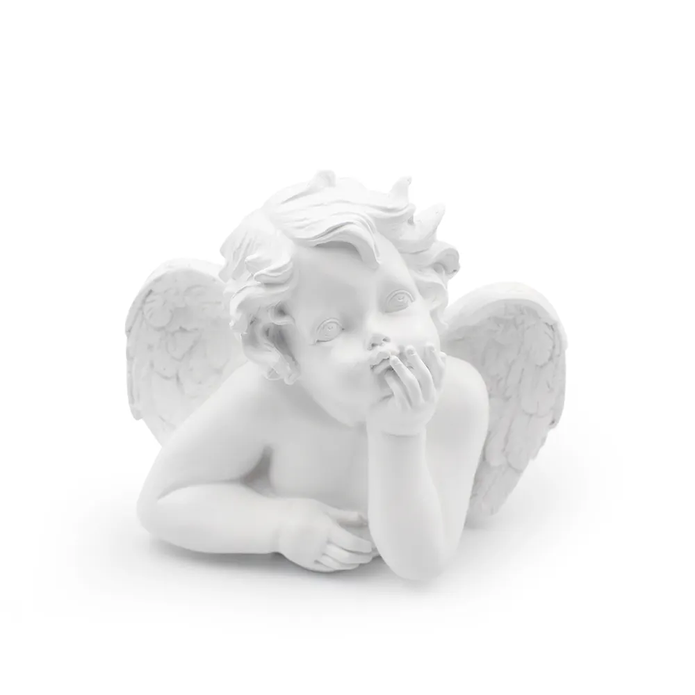 Home decoration desktop decor thinking bust angel boy resin white angel statues