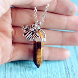 Naturaleza piedra hexagonal colume colgante de abeja con colorida pilar encanto regalo collar partido joyería para <span class=keywords><strong>pareja</strong></span> - Product Image 4