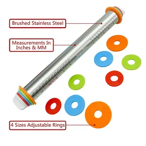 Baking Rolling Pin Stainless Steel Pastry Rolling Pin (Silikon Baking Pastry Mat-Dijual Terpisah)