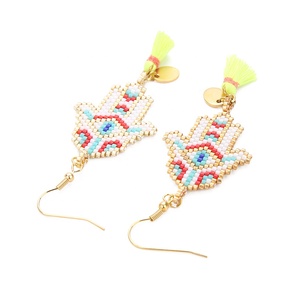 MI-E180067 Moyamiya Longue Miyuki Paume Accessoires Plage Femmes Main Perles de Riz Du Diable Yeux Dames Boucles D'oreilles - Product Image 3