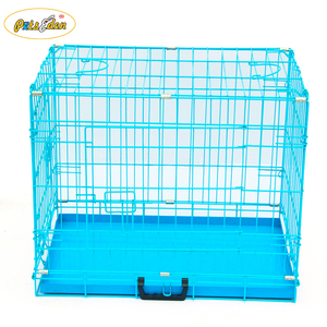 กรงสุนัขพับได้กรงลวดตาข่ายสัตว์เลี้ยงลังสุนัขสีน้ำเงิน - Product Image 1