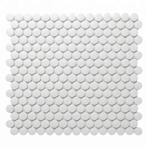 Carrelage en céramique de forme ronde en forme de penny pour salle de bain, finition mate blanche, <span class=keywords><strong>antidérapant</strong></span>, 19 mm, pour <span class=keywords><strong>sol</strong></span> - Product Image 6