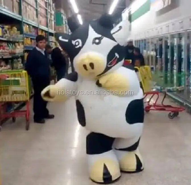 Белый и черный надувной костюм коровы Hola/танцевальный костюм коровы