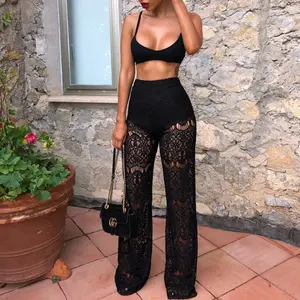 Frauen lange spitze hosen 2018 Europäischen stil sexy mädchen mode neue design hose