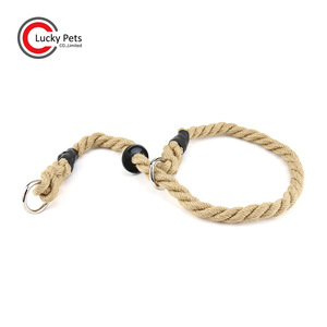 Tali Slip Katun Warna Alami Kepang Kuat Kerah Tersedak Anjing Setengah Tali untuk Latihan Anjing - Product Image 2