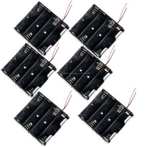 Negro plástico celular 4xAA (UM-3 * 4) 6 v Caja Del Sostenedor de Batería con cable - Product Image 1