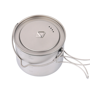 <strong>Camping</strong> Titanium Pot 1600ml Ultralight Outdoor <strong>Camping</strong> <strong>Cup</strong> with Lid and Foldable Handle Hiking Backpack Cookware - Product Image 2