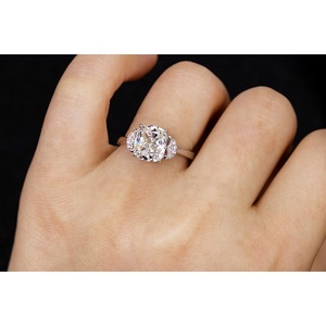 แหวนหมั้น925เงินสเตอร์ลิง3กะรัต4กรงเล็บบดน้ำแข็งตัดลูกบาศก์แหวนเครื่องประดับปรับเซอร์โคเนีย - Product Image 6