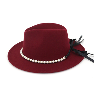 Monili Della Perla di modo di Feltro Fedora di Jazz <span class=keywords><strong>Cappelli</strong></span> Fatti A Mano All'ingrosso - Product Image 3