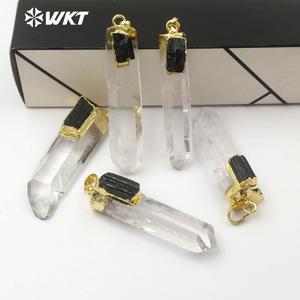 WT-P1447 <span class=keywords><strong>de</strong></span> cuarzo chapado en oro <span class=keywords><strong>de</strong></span> 18K con <span class=keywords><strong>turmalina</strong></span> negra, piedra Natural <span class=keywords><strong>de</strong></span> nuevo diseño, venta al por mayor - Product Image 5