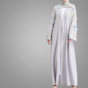 Di trasporto di modo Musulmano Cintura Del <span class=keywords><strong>Kimono</strong></span> Abaya Manica Lunga Dubai Nero di Stile Del Ricamo Aperto Abaya Vestito <span class=keywords><strong>Tradizionale</strong></span> Indonesia - Product Image 3