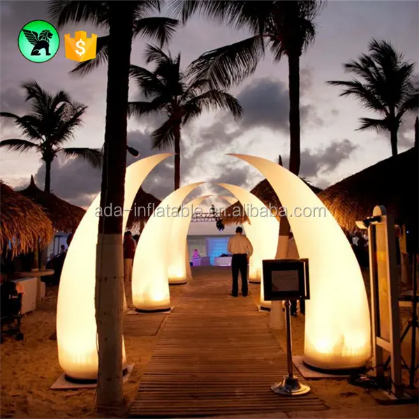 Good Sale Wedding Event Decorative Lighting Tusk Inflatable 3m Event Cone Pillar Entrance Inflatable Lighting Star A950