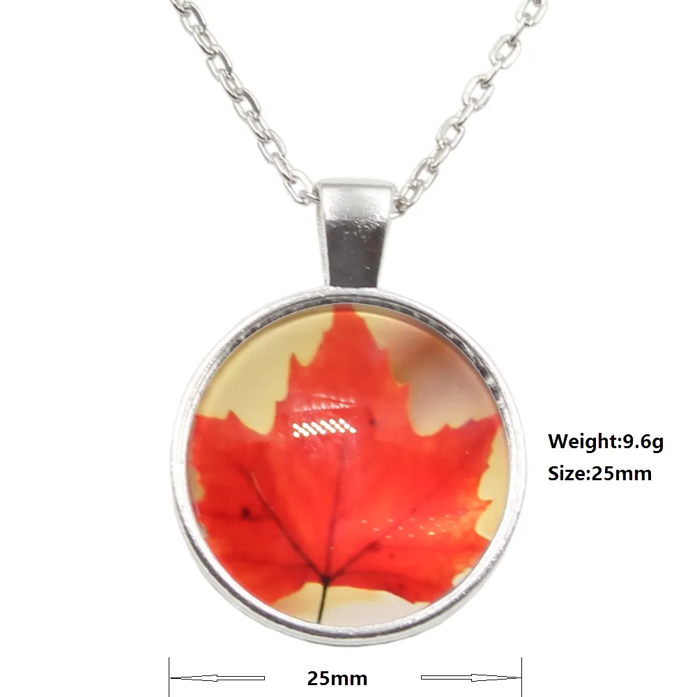 Wholesale Canada Maple Leaf Pendant Necklace Glass Dome Art Picture Pendant Necklace Photo Pendant Jewelry