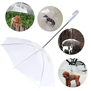 작은 개 강아지를 위한 명확한 투명한 쉬운 전망 접히는 강아지 우산 애완 동물 강아지 우산 가죽 끈 집합을 가진 애완 동물 우산