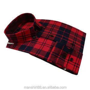Servicio de OEM nuevo moda rojo de franela a cuadros comprobado camisa de los hombres