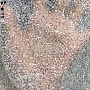 High Quality Transparent Shining Sugar Lace Sequins <strong>Glitter</strong> Tulle Lace <strong>Fabric</strong> for Evening Dress - Product Image 4