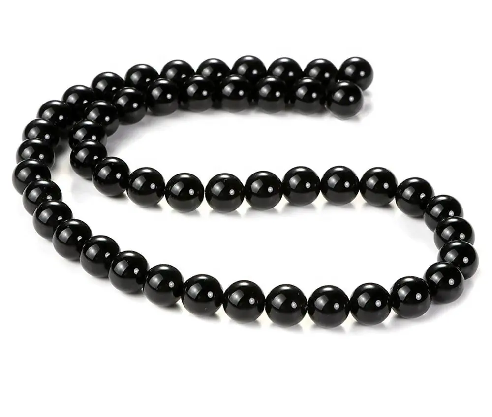 Wholesale Natural Black Onyx Agate Gemstone Round Loose Beads for Jewelry Making Necklace Bracelet