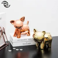 Hucha de cerámica hecha a mano con forma de animal para niños, decoración para el hogar