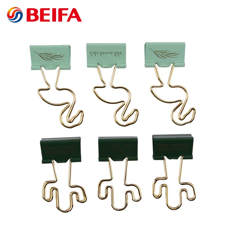 Beifa Brand RBC80005 caja de embalaje de diferentes tipos Clip de carpeta, Clips de carpeta de Metal de colores con forma de Cactus y flamenco