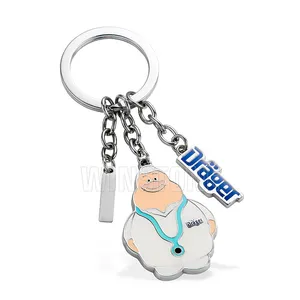 Kustom lembut Enamel lucu dokter angka logam Die Cast Keyring untuk rumah sakit souvenir Hadiah