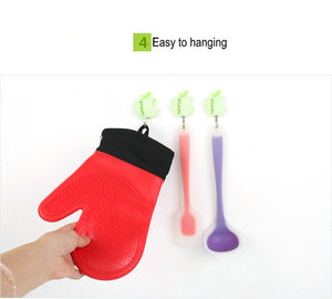 Ventes chaudes, maniques de four en silicone de qualité alimentaire, antidérapantes, résistantes à la chaleur, doublure matelassée, logo personnalisé, maniques en silicone - Product Image 4