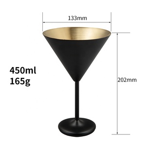 แก้วน้ำดื่มโลหะสแตนเลสสีดำ450มล. แก้วไวน์แดงแก้วไวน์ค็อกเทลแก้วไวน์แดงโลโก้กำหนดเอง - Product Image 2