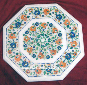 White Marble Artistic Pietra Dura Table Tops - Product Image 1
