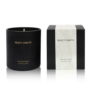 Benutzer definierte Luxus kerze Personal isierte Handelsmarke Jar Soja Wachs Duft kerzen Mattglas Schwarz OEM Aroma therapie 50 Stunden Säule - Product Image 1