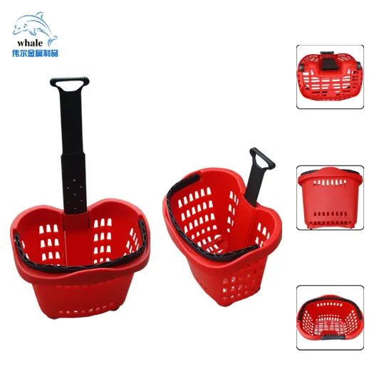 Single Handle Supermarket Basket With Wheels