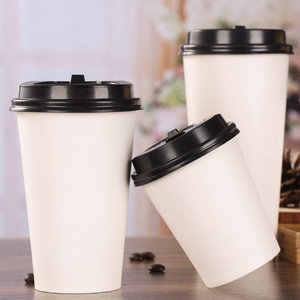 Custom printing Logo disposable single wall paper coffee cup with plastic lids for drink
